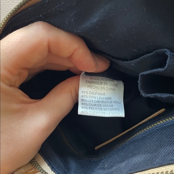 Anthropologie Miss Albright Leather Calf Hair Tan Tote Shoulder Bag - Picture 8 of 9